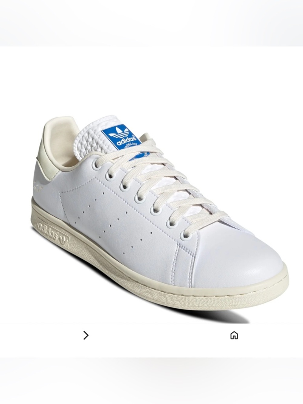 Adidas Originals Men's White Leather Blue Bird Stan Smith Classic Shoe US 12